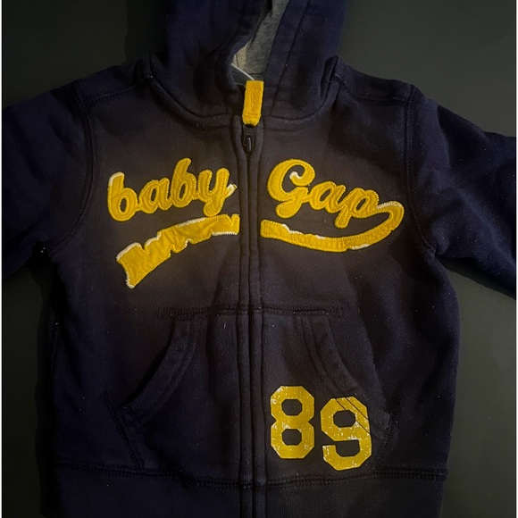 Vintage Baby Gap Hoodie. Navy Blue with Gold Lettering. Infants 12-18 months. - Picture 2 of 10